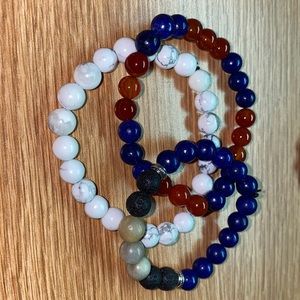 3 hand beaded bracelets. Made by me.